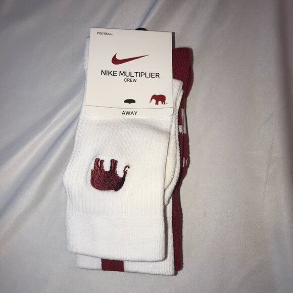 Nike Alabama Crimson Tide Football Crew Socks SX7923-990 Home/Away 2 Pair W 4-6 - Picture 2 of 9